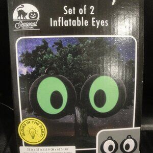 Set of 2 Inflatable Glow in the Dark Eyes for inside or outside decor-Reusable